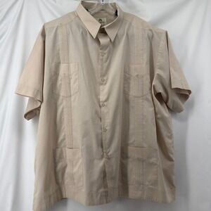 Mojito Collection Guayabera Shirt Mens 8X Tan Cotton Blend Regular Fit Pleated